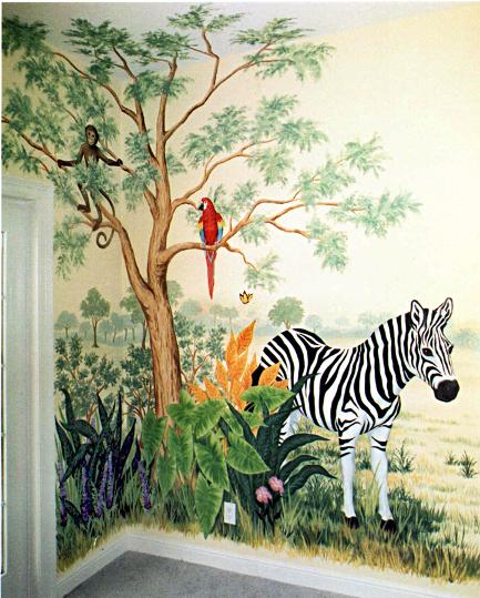 Zebra - Playroom Mural - Mural Mural On The Wall, Inc.